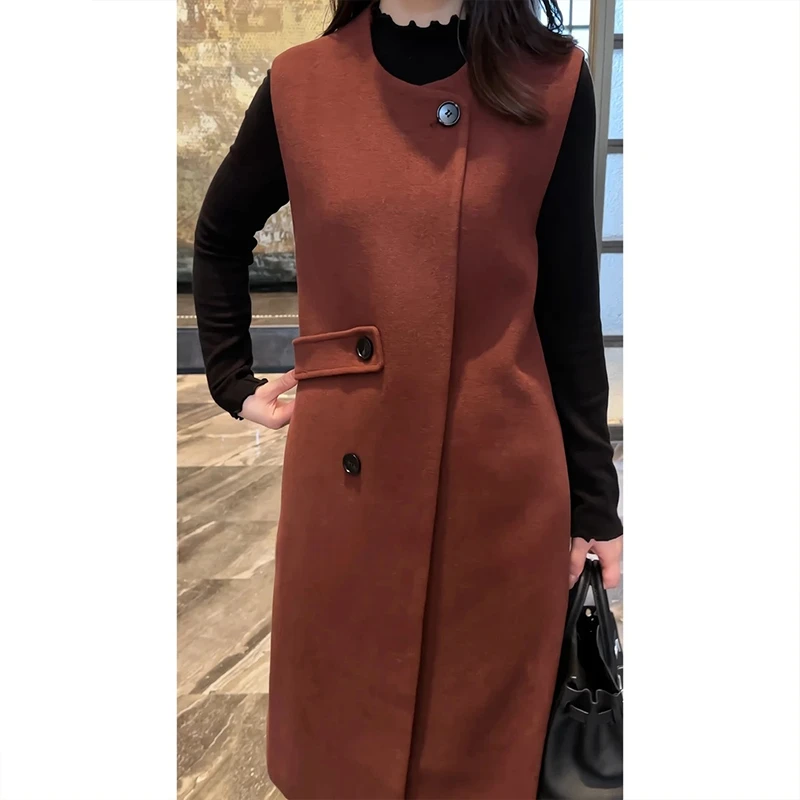 高级感气质呢子背心打底裙女春季新款时尚气质百搭修身显瘦连衣裙