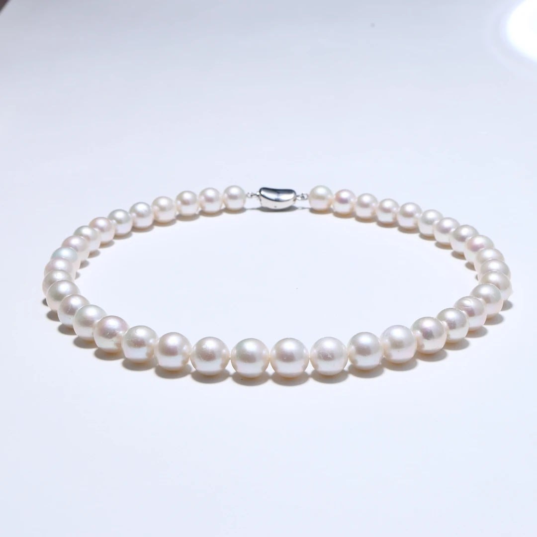 【慢姐甄选】淡水珍珠琉璃月光S925银几乎无暇9-12mm珍珠项链