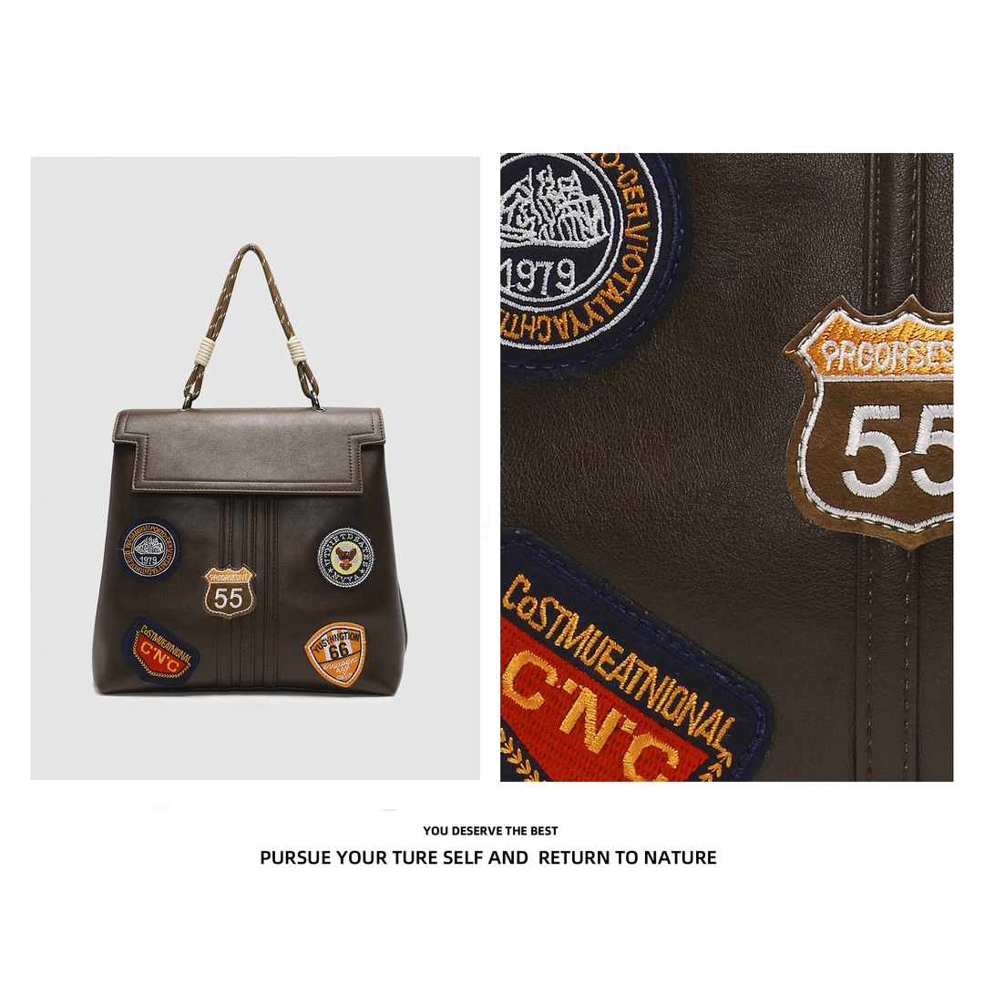 复古双肩包女大容量2025新款小众设计手提日系书包高级感旅游背包