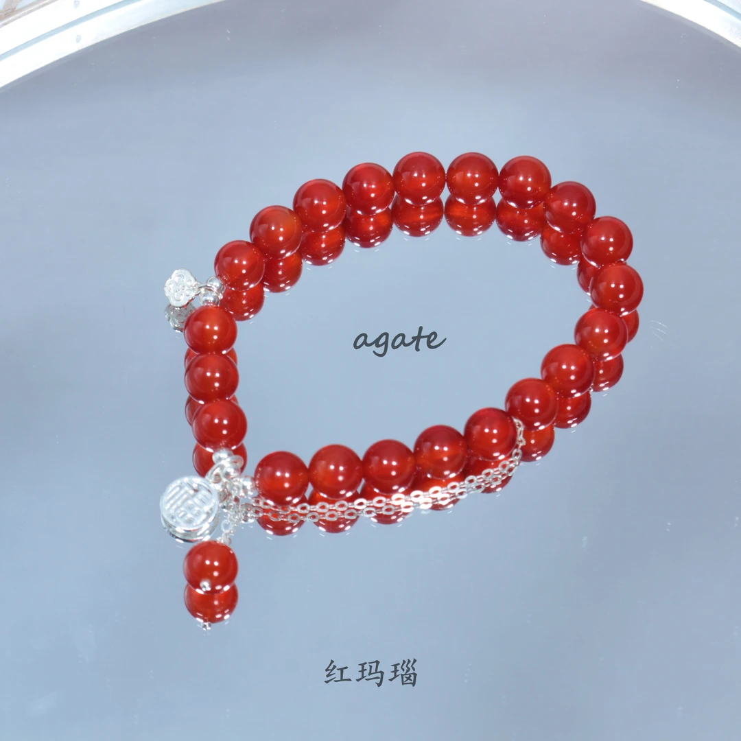 红玛瑙福牌手链 Z130 多样性发颜色微差 发货件数一
