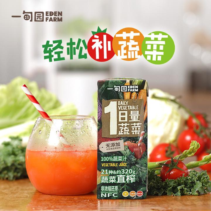 一甸园100%NFC蔬菜汁21种约320克蔬菜直榨非浓缩还原200mL*10盒装