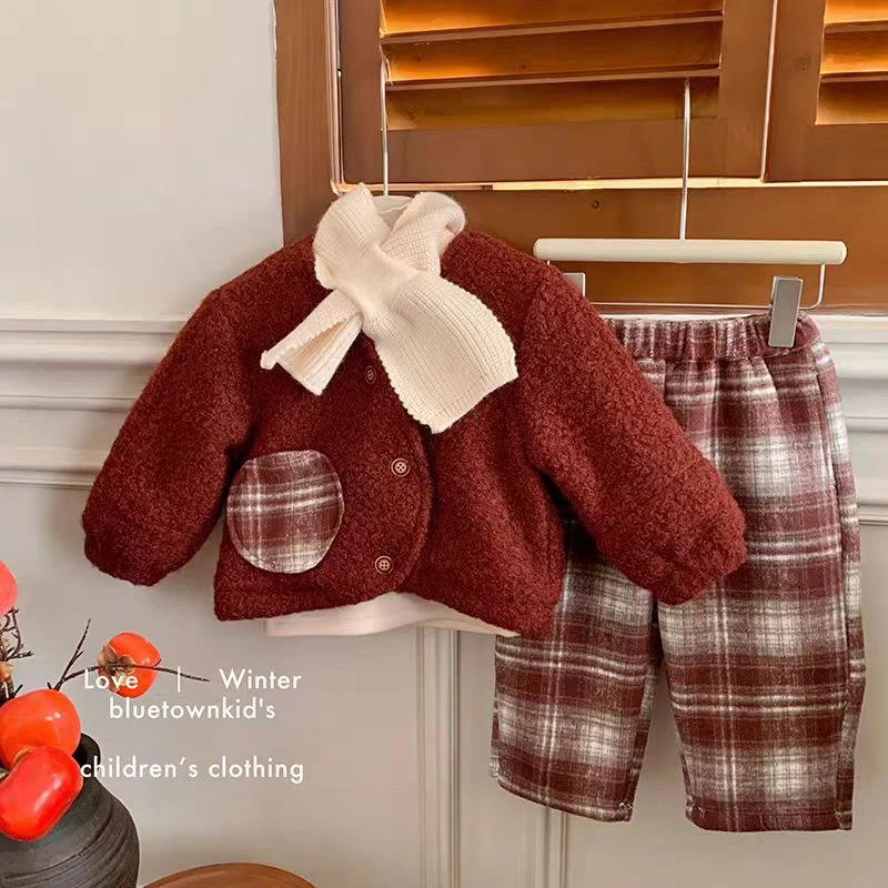 女童冬装套装秋冬季2024新款潮酷穿搭洋气宝宝秋冬款儿童装两件套