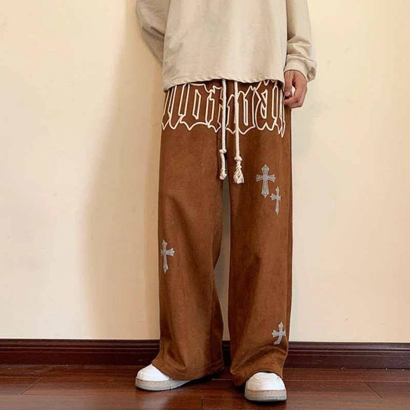 QK613-A区5【加绒】情侣港风宽松版百搭直筒高街宽松直筒阔腿休闲裤