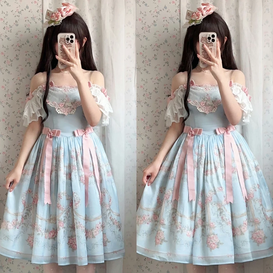 仲夏物语维兰德里花园一字肩jsk连衣裙公主少女cla系lolita