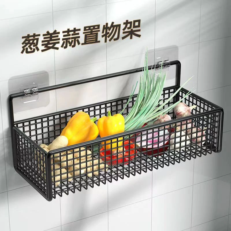 厨房置物架葱姜蒜调料收纳各种神器壁挂沥水架子墙上菜篮子储物篮