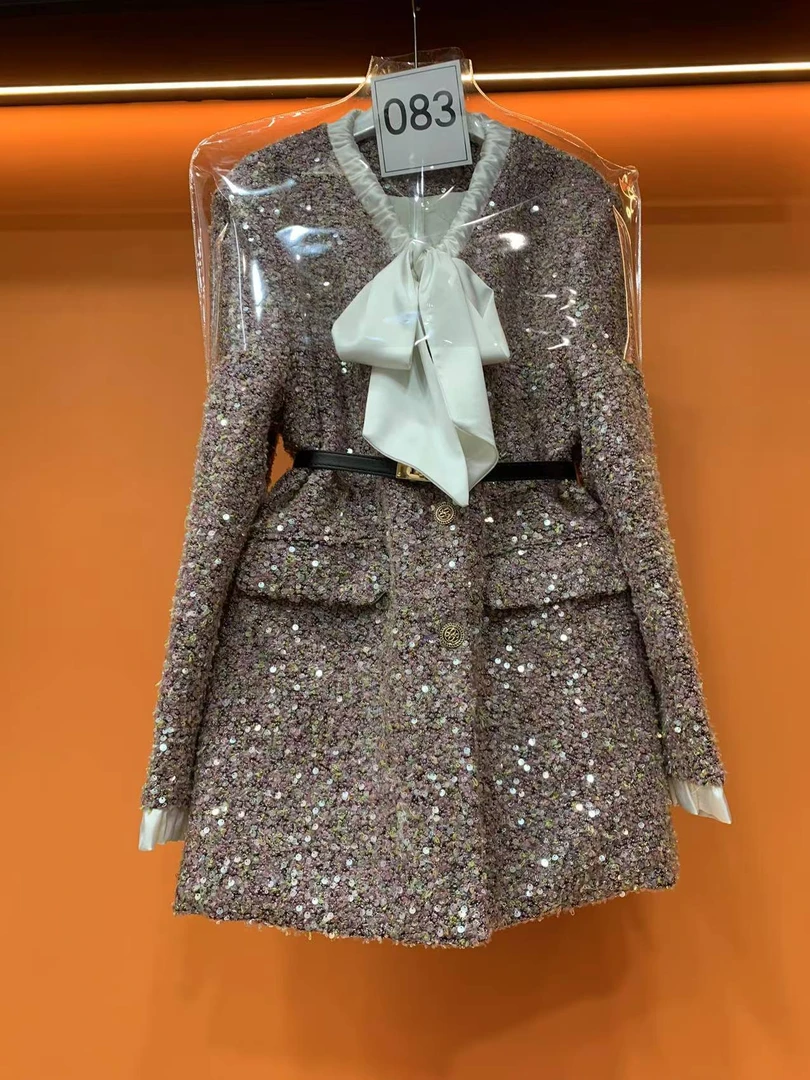 083加棉加厚小香风中长款外套棉服外套女