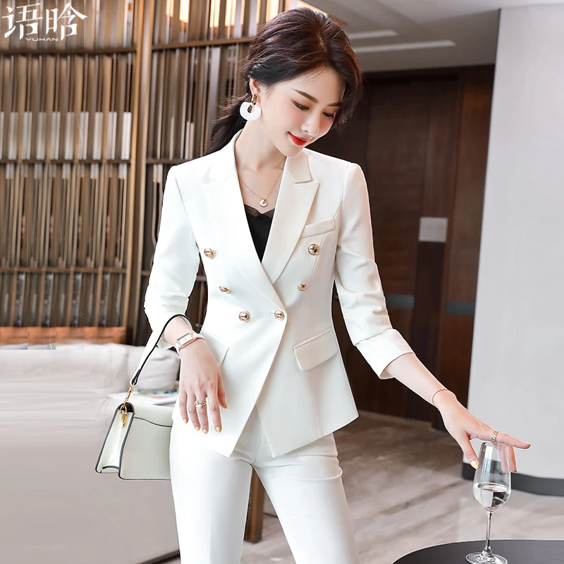 白色西装套装女春秋2025新款气质女神范高端正装小个子职业工作服