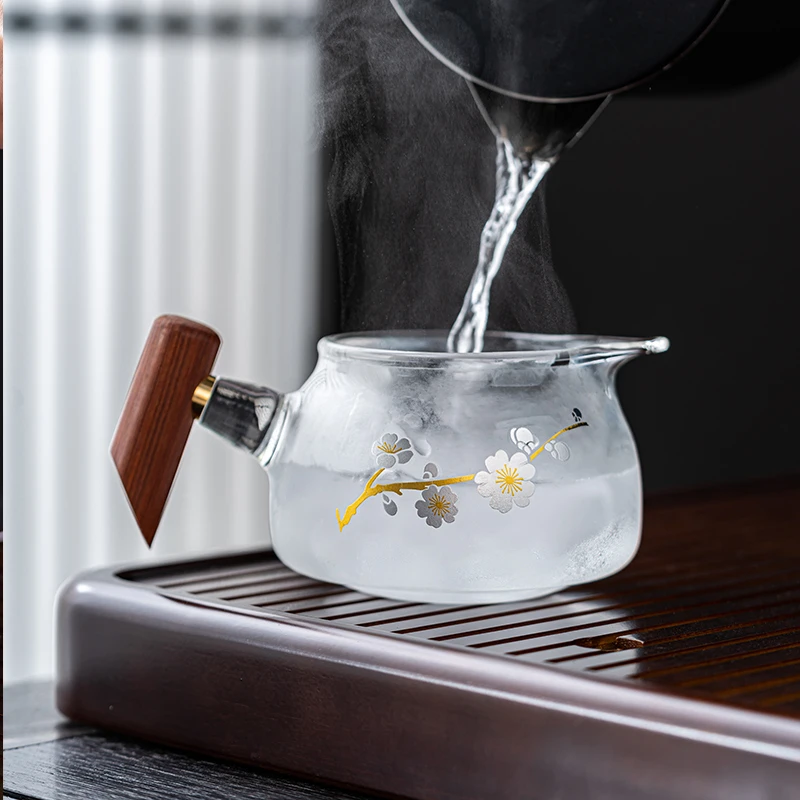 加厚木把玻璃公道杯耐热茶漏茶滤家用中式茶海过滤分茶器茶具配件