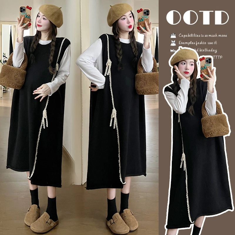 【MOMO】孕妇装2023秋冬新款网红针织毛衣宽松甜美套装时尚外穿