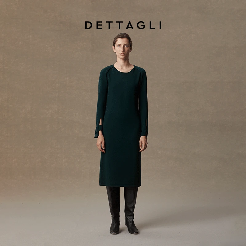 Dettagli/迪塔莉秋冬女士圆领休闲修身收腰时尚连衣裙DD23M0120