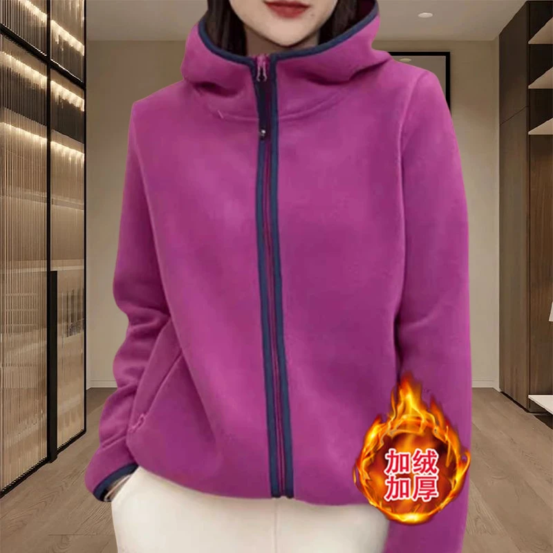 加厚卫衣女新款2025爆款时尚洋气减龄双面绒连帽短外套显瘦上衣服