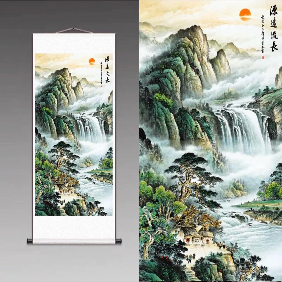 源远流长竖款170cm*70cm已装裱四尺客厅卧室书房中堂大堂装饰画