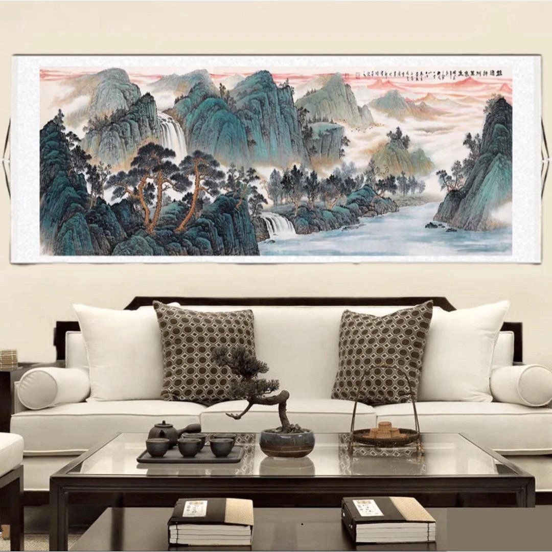 《锦绣神州万象生》大六尺220cm*72cm已装裱客厅靠山风景图装饰挂