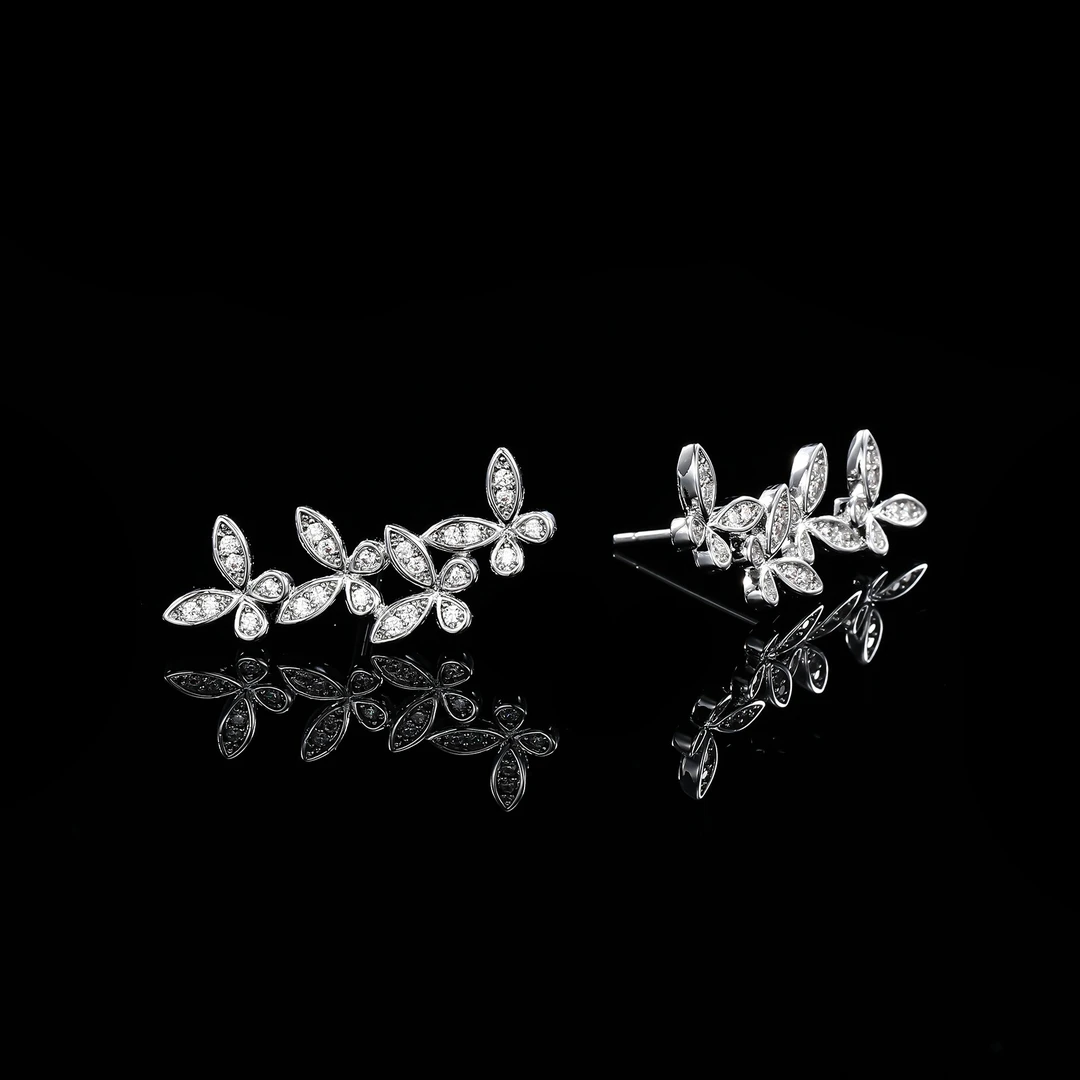 铜合金合成锆石耳饰 木木（SY2993）AFA-0185B幻影蝴蝶繁花网红耳饰