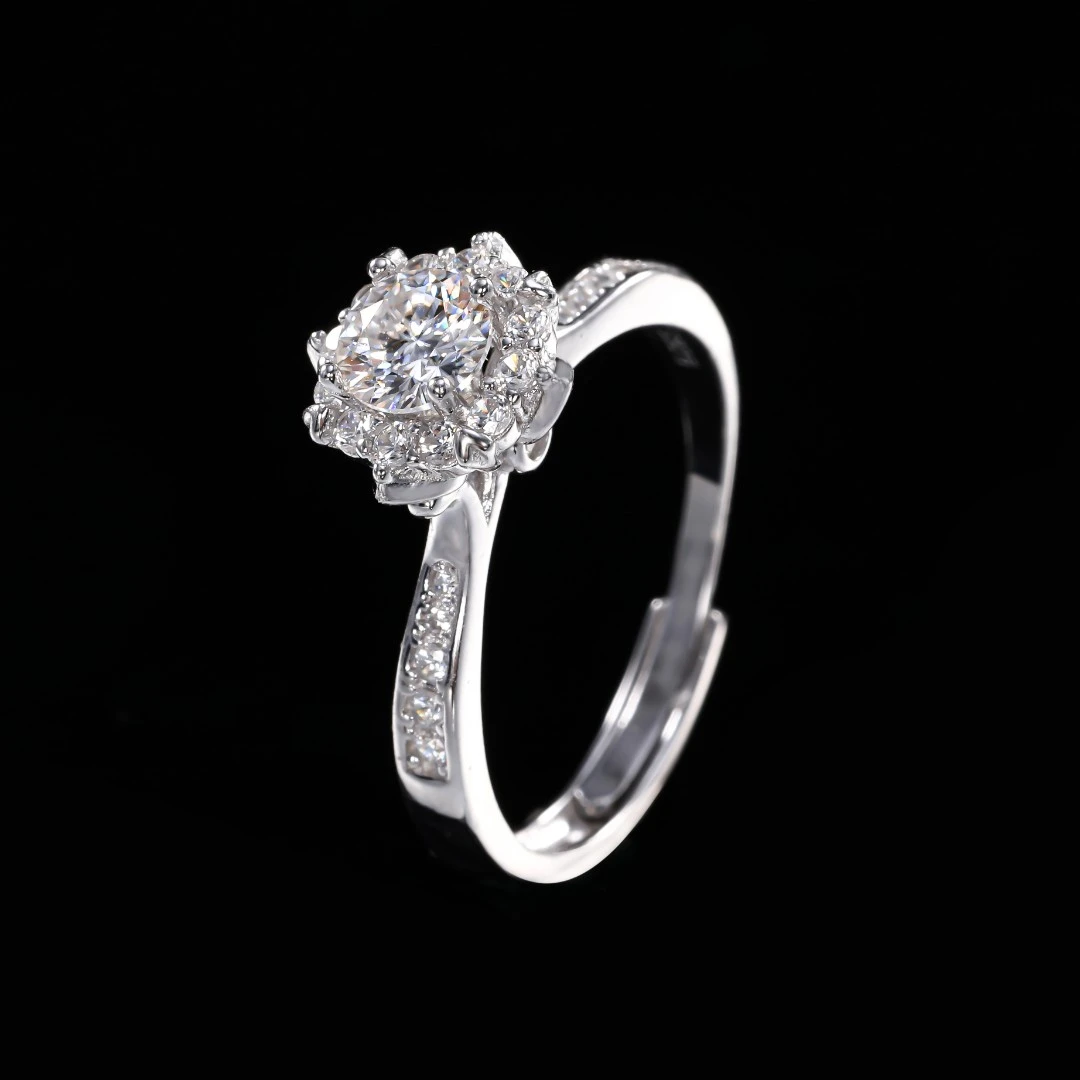 925银莫桑石戒指 木木（SY3505）MQ-0213B开口戒指50分简约气质