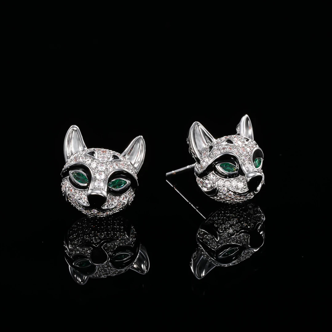 铜合金合成锆石耳饰 木木（SY3569）AFH-4155BK新款锆石小众耳饰