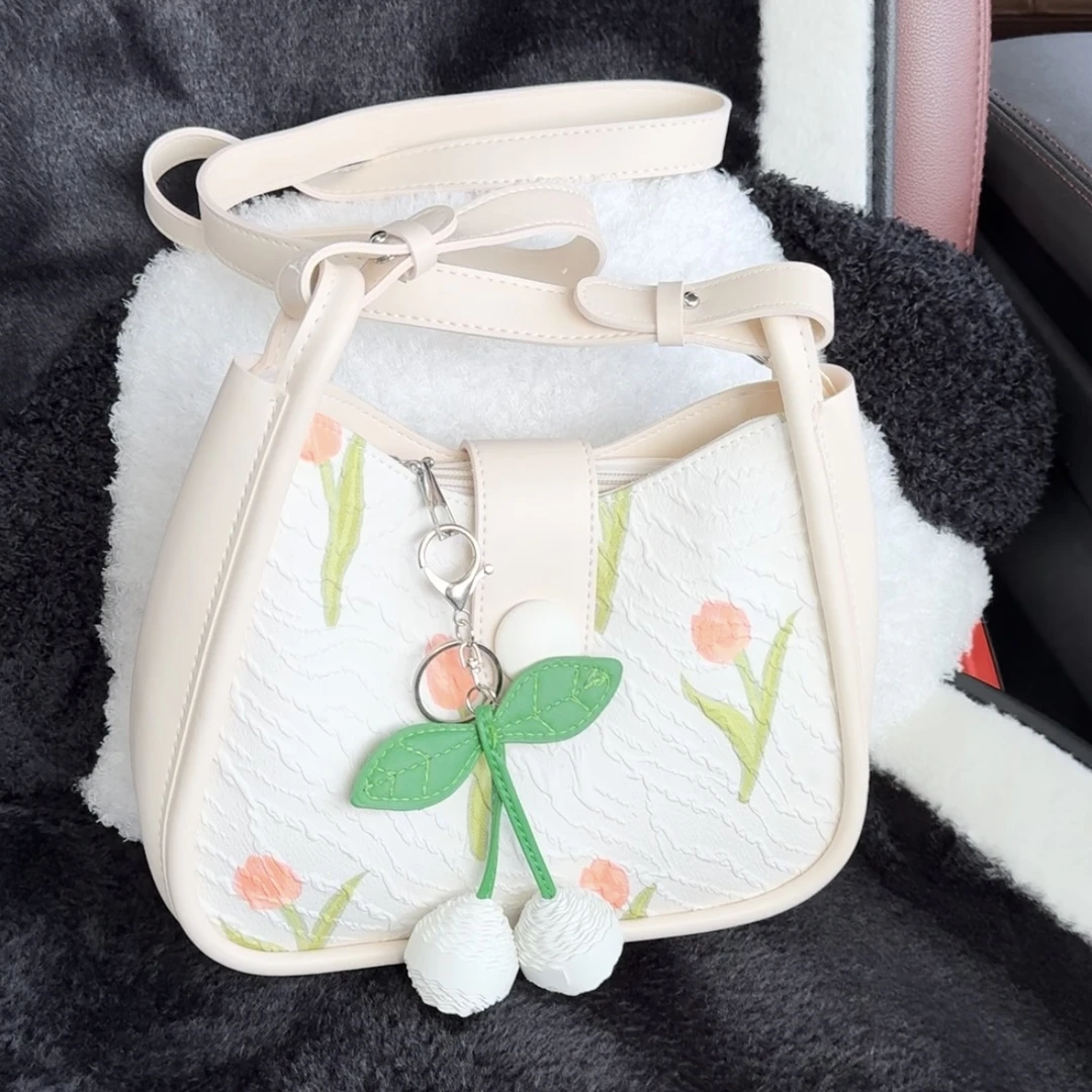 大容量包包郁金香花朵女包百搭单肩斜挎包感小众设计腋下2024
