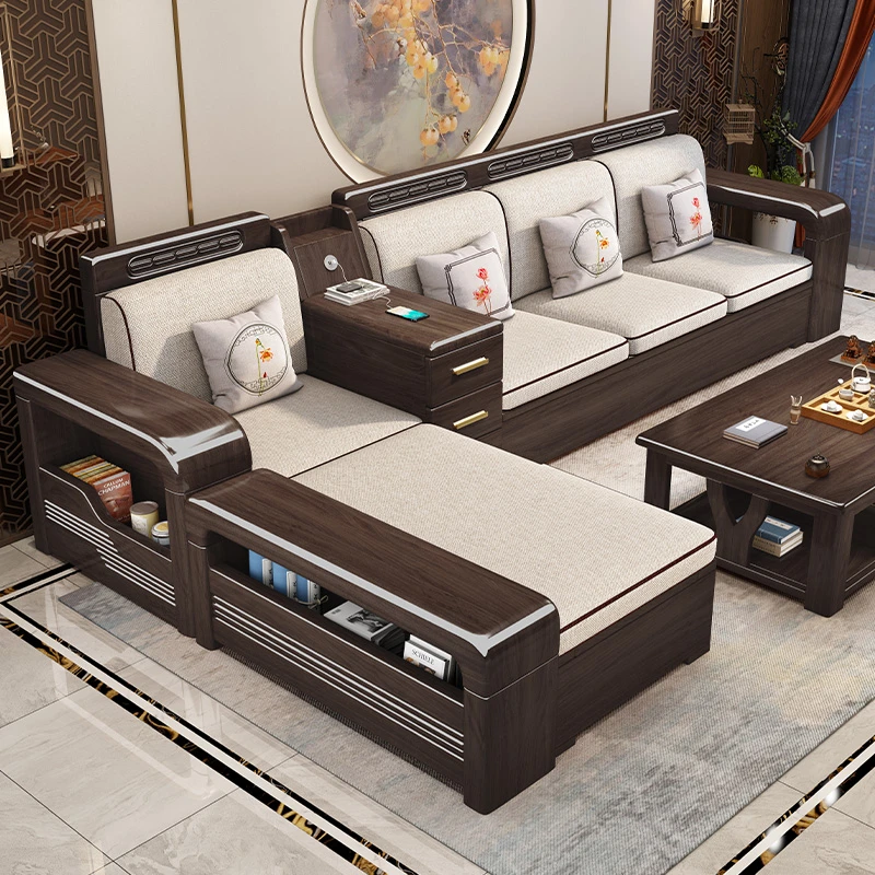 福利新中式紫金檀木家用实木沙发组合高箱经济型储物小户型木家具