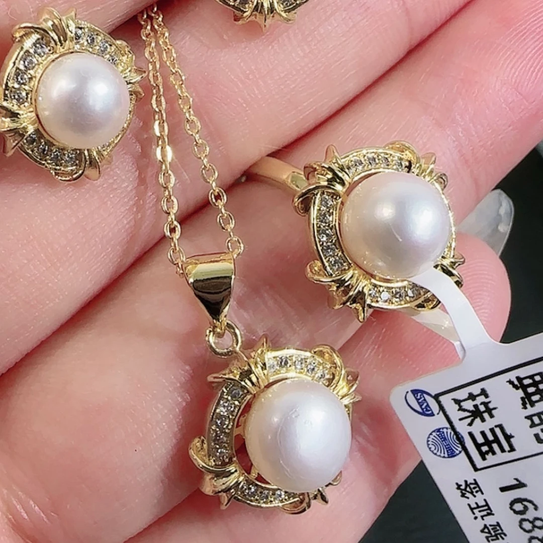 【闪购商品】淡水珍珠套装银S925镶嵌