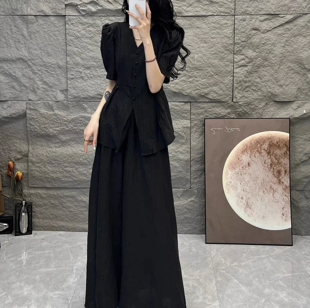 高级感套装女夏季新款时髦炸街设计感短袖半身裙两件套