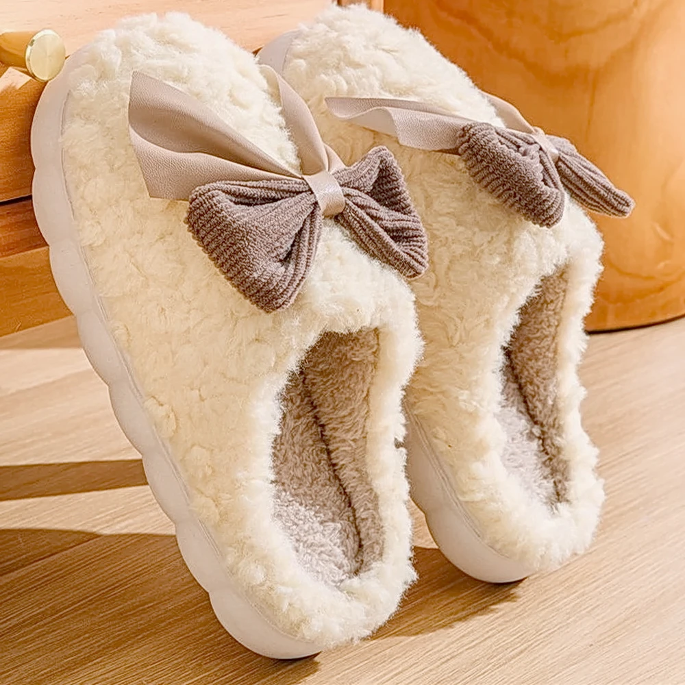 秋冬防水情侣拖鞋女款居家防滑男款加绒加厚外穿柔软温暖时尚舒适