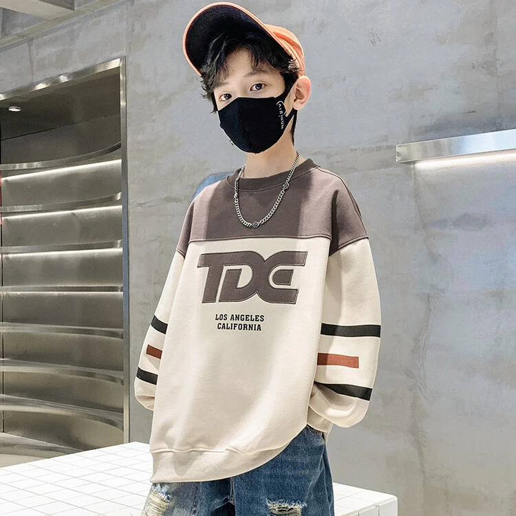 童装男童潮流新款春秋卫衣大童秋装拼色时尚外穿洋气男童韩版上衣