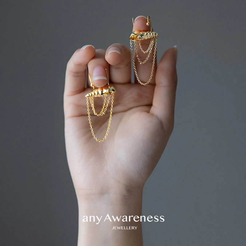 ANY AWARENESS 铜合金耳饰 精灵海螺流苏耳环