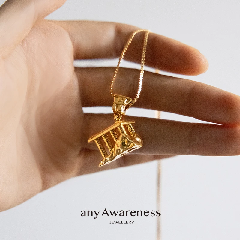 ANY AWARENESS 铜合金项链 菲莱神庙立体雕塑锁骨链/毛衣链