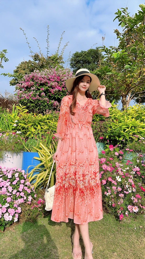 【24043粉装玉琢▪100%金桑蚕丝▪重磅▪双绉】高端真桑蚕丝连衣裙116