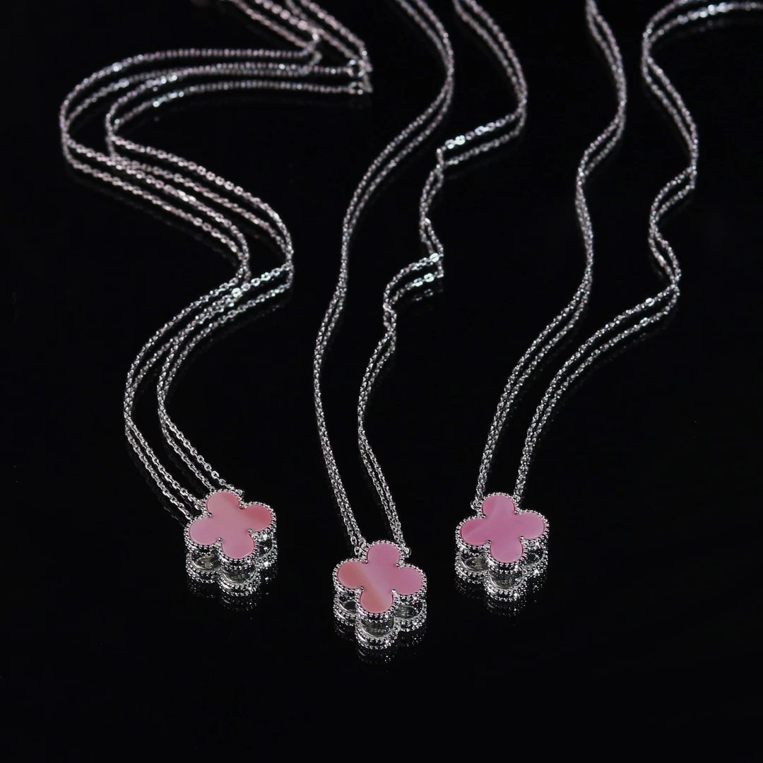 链子925银贝壳 银贝壳大号四叶草项链 PP16 多样性发一 颜色微差