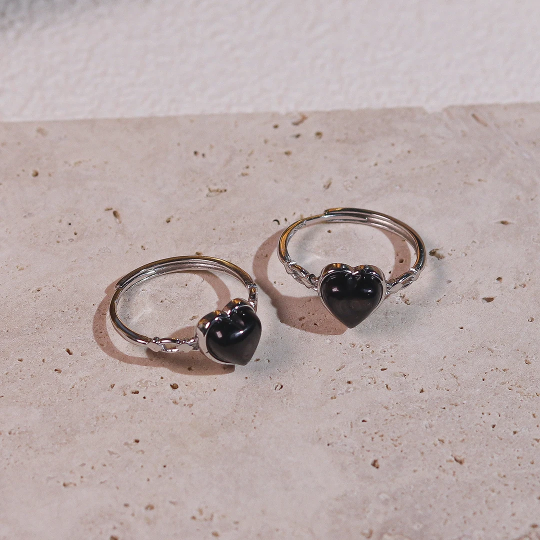 925银戒指 爱心银开口戒指 YJ21 多样性发颜色微差 发货件数一