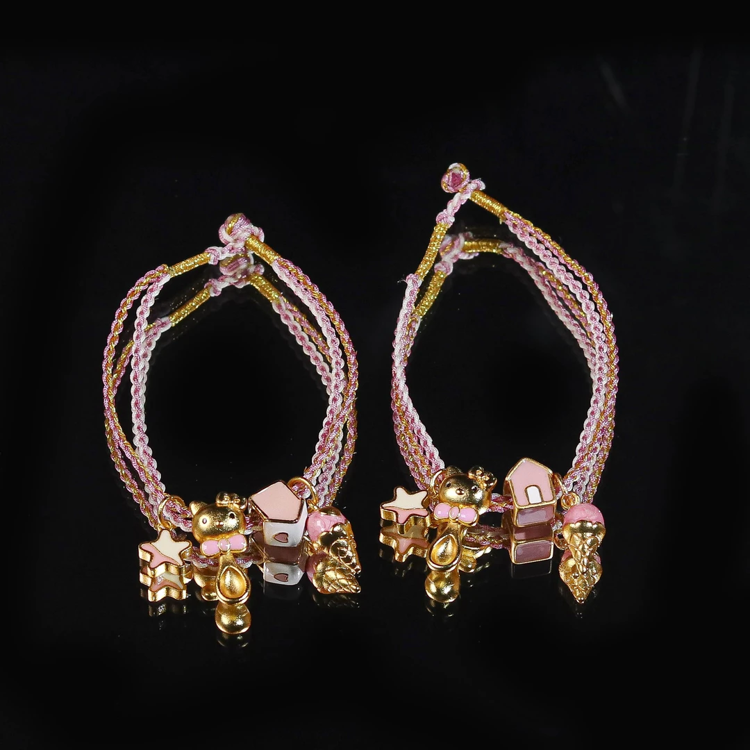 合金布艺手链 合金Kitty手绳 A1116 多样性发一 颜色微差