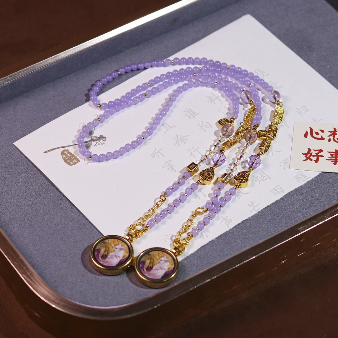《佳人》紫玛瑙凤九唐卡项链 A1153 多样性发颜色微差 发货件数一