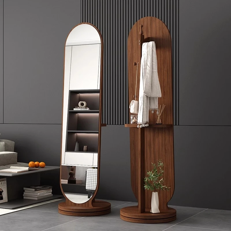 全身镜落地镜衣帽架镜子一体储物挂衣收纳卧室试衣镜放衣服的架子
