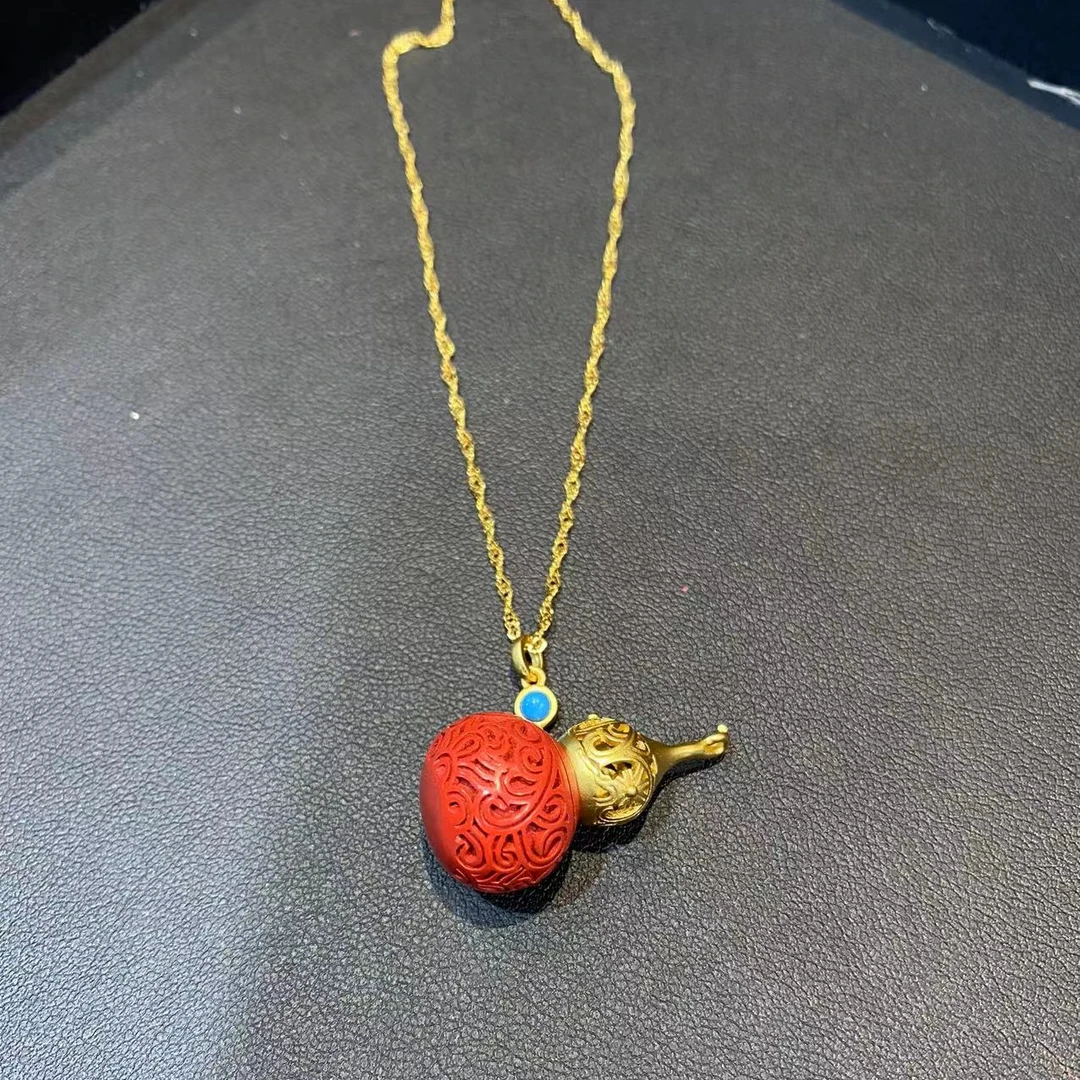 链子925银 古法银轻奢经典精致镂空葫芦吊坠