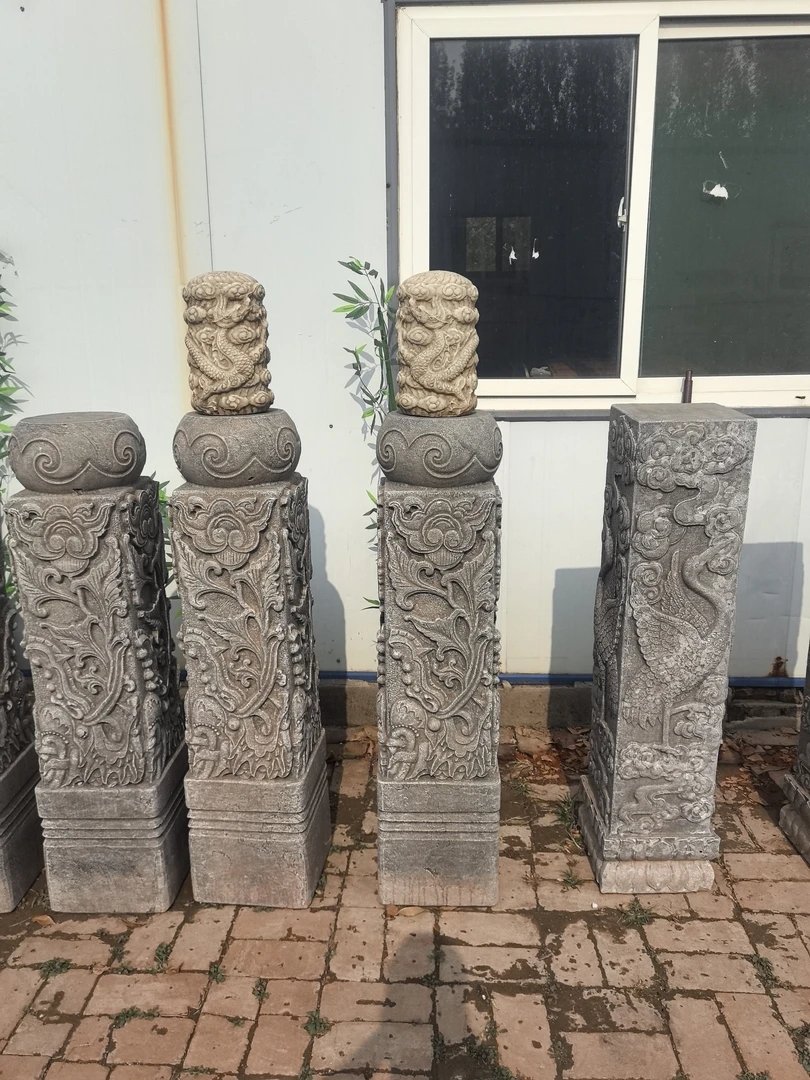 青石材质花几盘龙柱