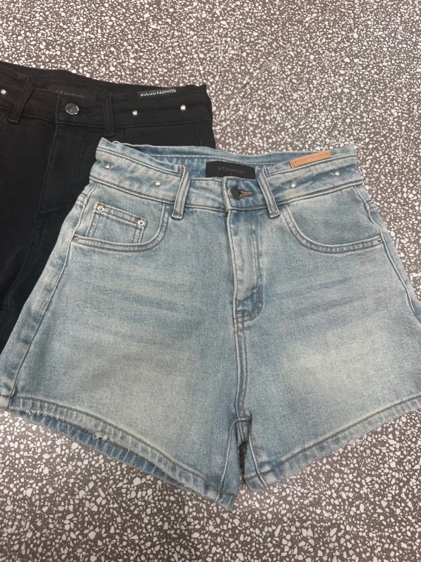 欧货GX小蜜蜂夏新款做旧薄款显瘦牛仔短裤浅色高腰a字直筒女K493