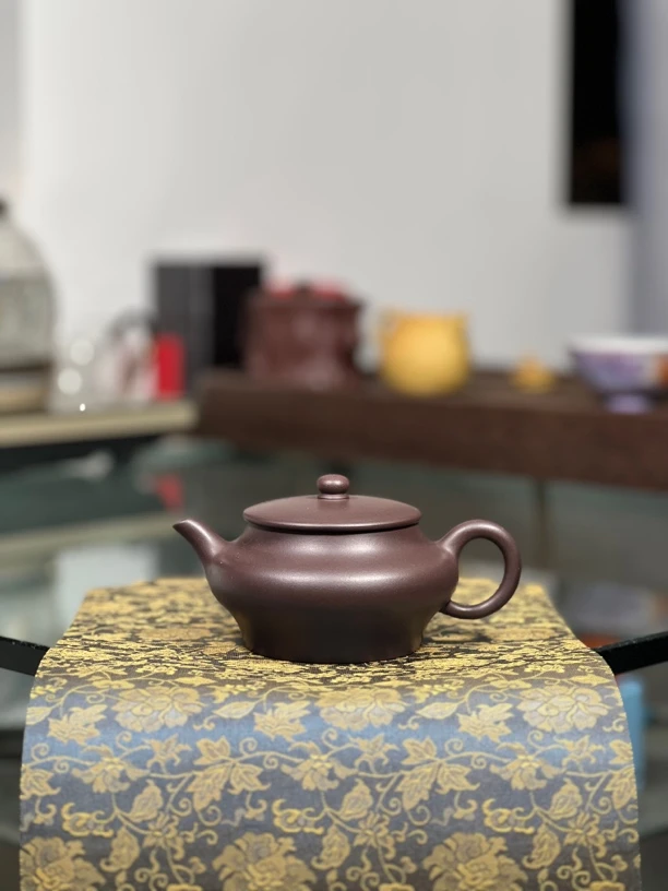 深井老茄皮紫泥速干料虚扁壶220毫升半手工005