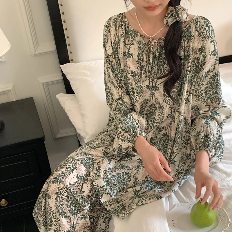 2024棉绸套头爆款睡衣女套装慵懒风长袖空调服女士宽松春秋时尚