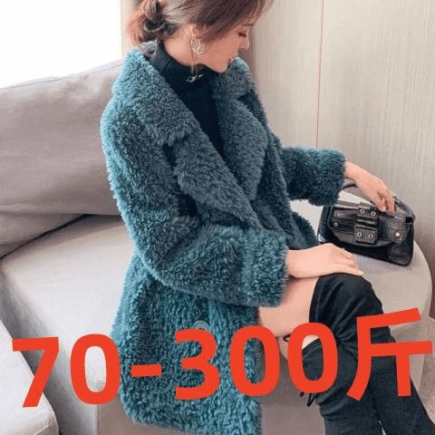 秋冬加大码胖mm300斤新款宽松显瘦皮毛一体颗粒绒仿羊羔绒外套女