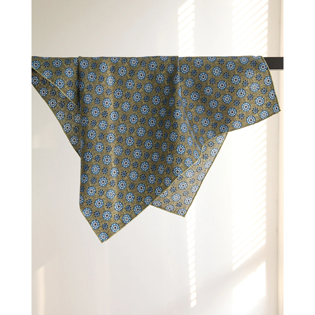 Forlin 芙临 外单法式 复古碎花真丝气质斜纹绸小方巾 40229