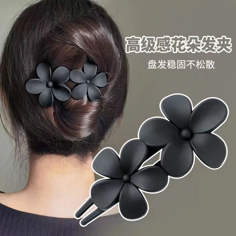 花朵夹子头饰女发夹后脑勺盘发大号鸭嘴夹发卡子