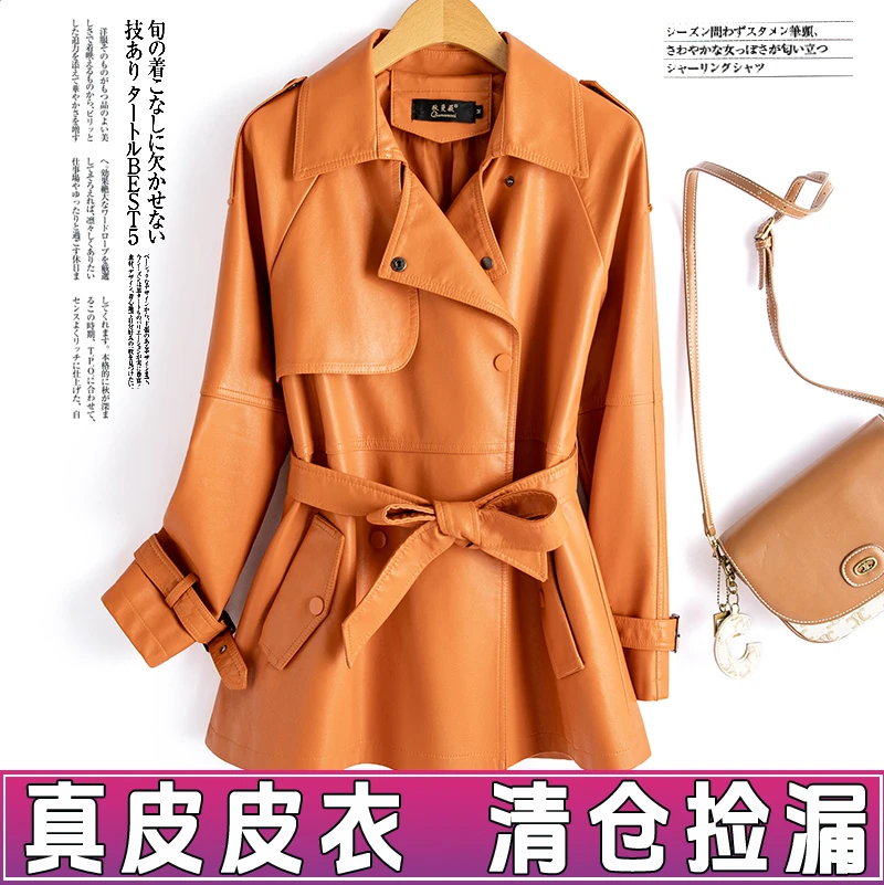 89906海宁皮衣女短款宽松洋气黑色皮夹克机车服皮外套春装新款