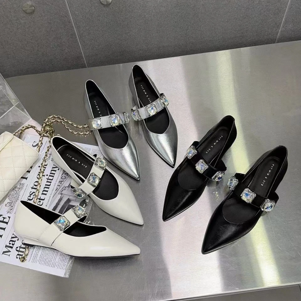 2025新款丽珍鞋浅口单鞋尖头平底鞋法式气质时尚百搭低跟