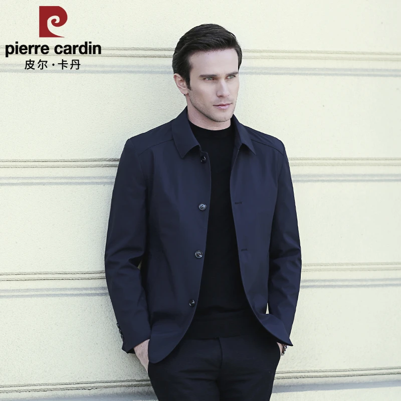皮尔卡丹高端男装春秋新款男士商务休闲夹克简约翻领外套春秋上衣