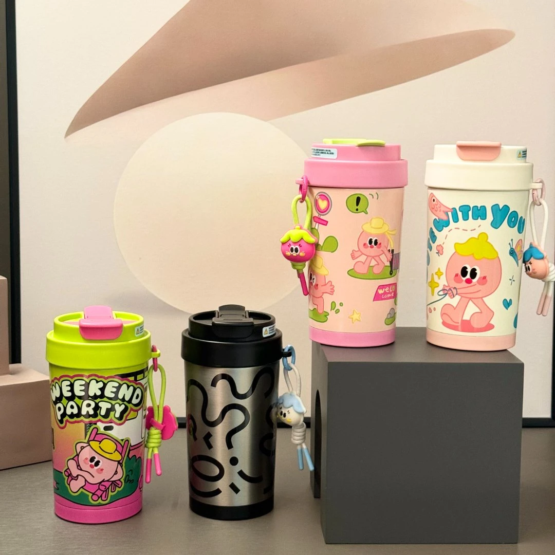 【小雪新品补贴】涂鸦嘟嘟双饮咖啡保温杯喷陶瓷层316不锈钢水杯