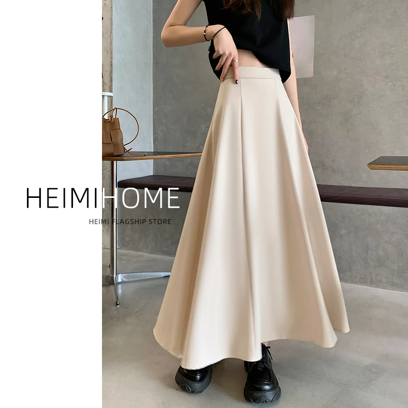 a字半身裙女夏季小个子高腰显瘦西装长裙高级垂感大摆百褶伞裙潮