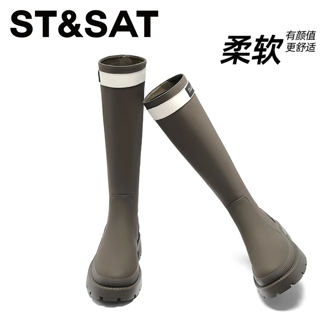 星期六厚底高筒靴女靴冬季英伦风骑士靴2025新款百搭不过膝长靴子