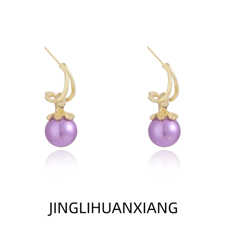 合金耳饰 c-1504紫色气质轻奢时尚可爱百搭小众简约素款耳环