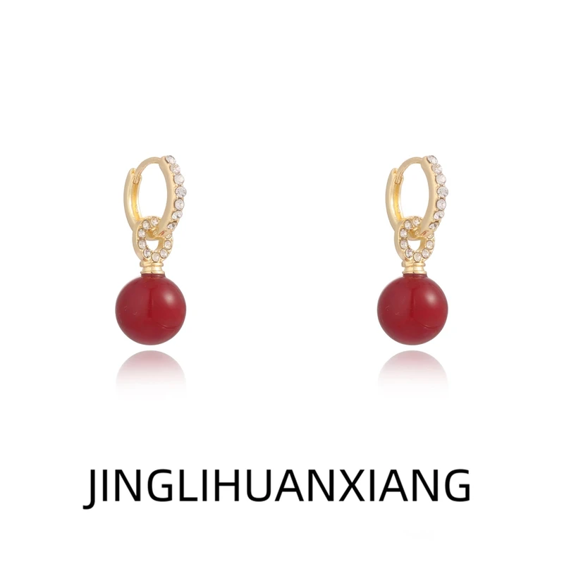 合金耳饰 c-1596相思红豆港风时尚耳环精致优雅时髦耳扣洋气耳坠